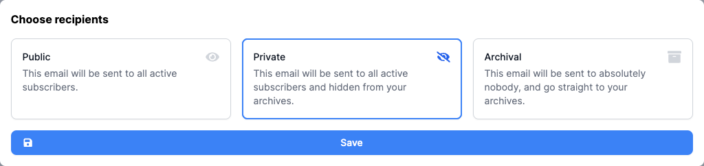 Setting an email as private